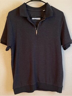 PD&C Black Short-Sleeve Zip Polo
